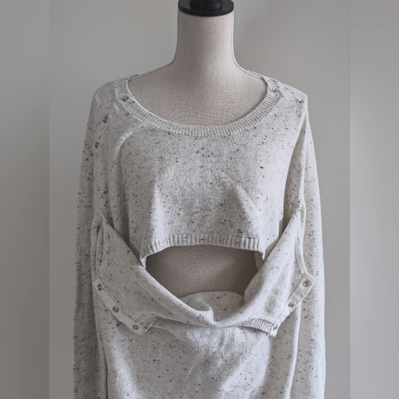 NWT XL Seraphine Fonda Cream Cotton Blend Maternity & Nursing Sweater Dress - Picture 7 of 15